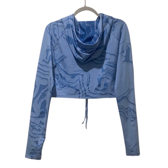 Gymshark Power Pullover Blue Cropped Hoodie Medium M - Picture 6 of 8